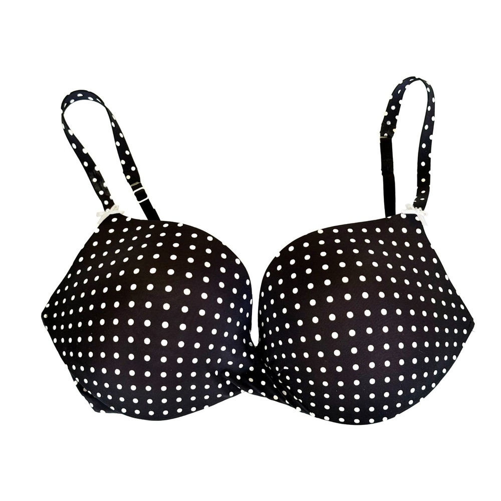 Victoria Secret Plunge Demi Padded Bra 34D Black Polka Dot Bra ID# 36010500 Sexy